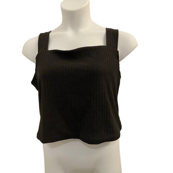 Eloquii Tops - NWT Eloquii Ribbed Crop Tank Top Square Neck Sleeveless Pullover Black Size 20